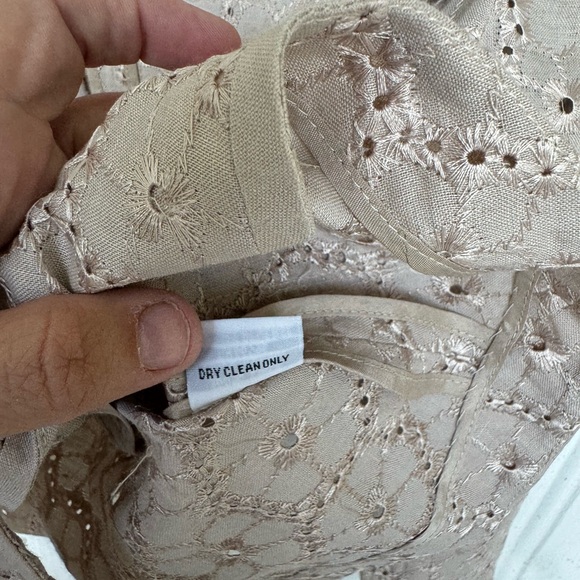 Vintage Georgiou Studio 100% linen eyelet breathable tan button up jacket size 8 - Picture 6 of 6